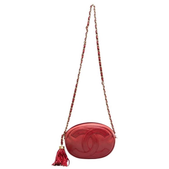 Chanel red CC Oval Lambskin Small Vintage Bag - Picture 1 of 15